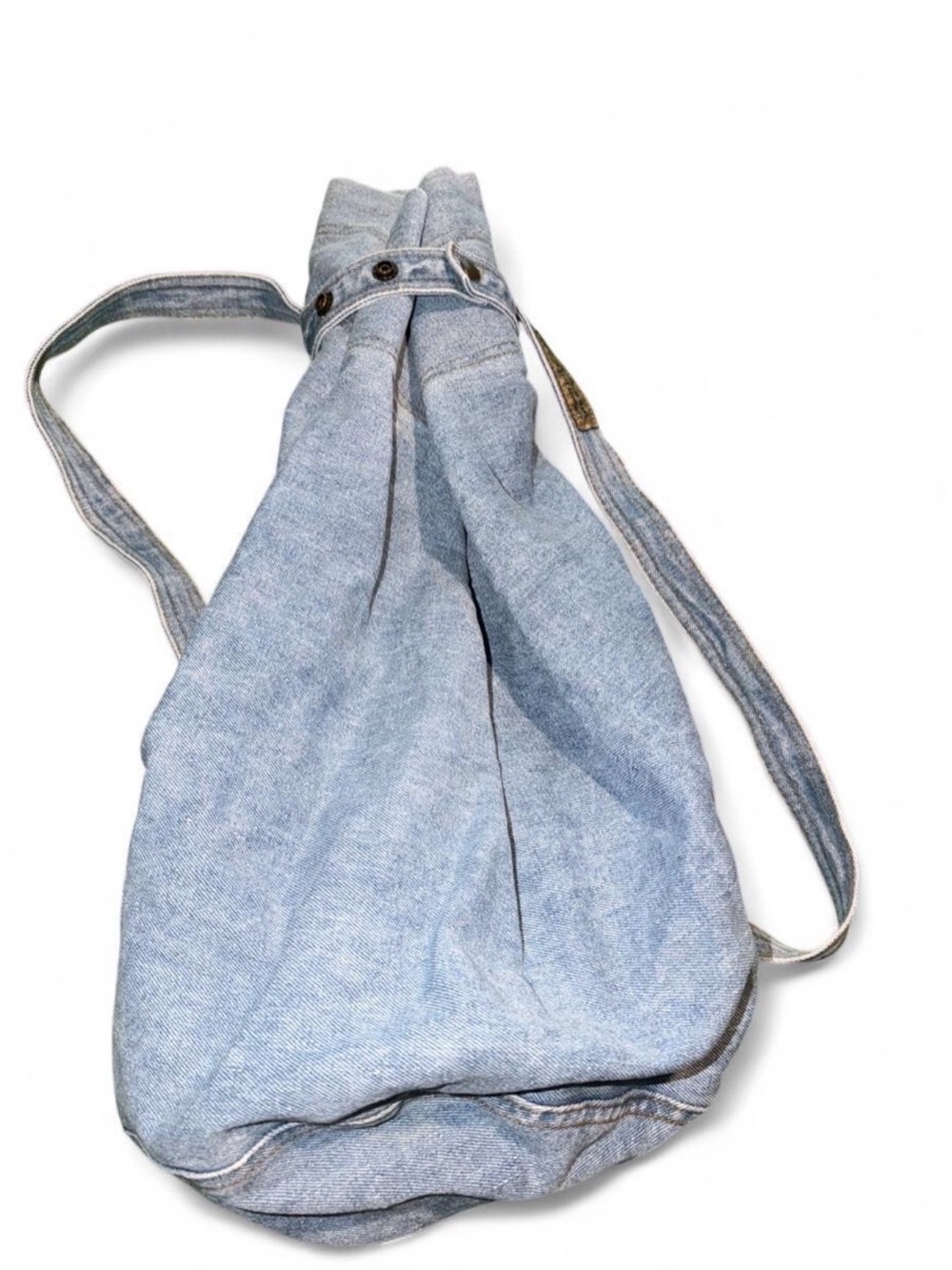 Vintage 90s Shoulder Bag New York Line Denim  Backpack Hobo Blue Jeans